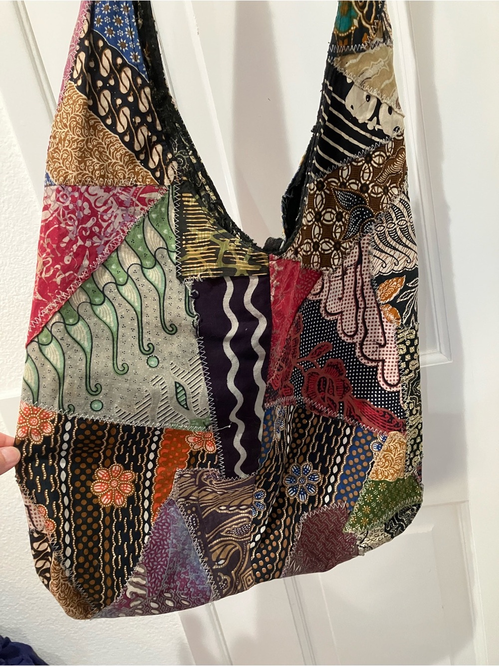 Boho Style Multicolor Patchwork Crossbody Bag / Tote